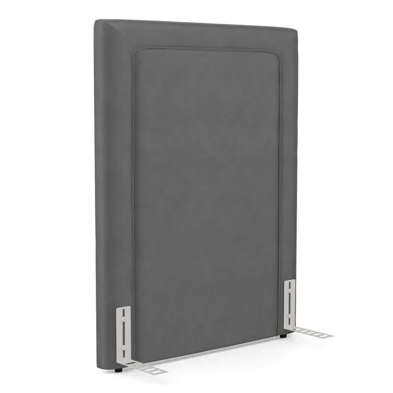 Cabeceira Cama Box Solteiro Alba 90cm Com Frame Veludo Cinza - Desk Design