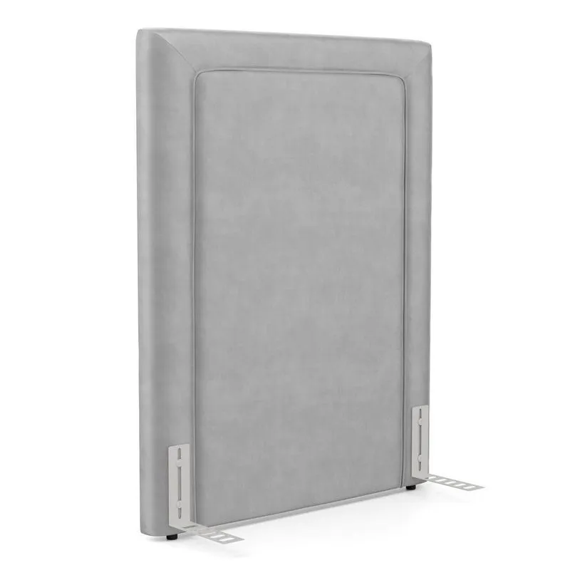 Cabeceira Cama Box Solteiro Alba 90cm Com Frame Veludo Cinza Claro - Desk Design