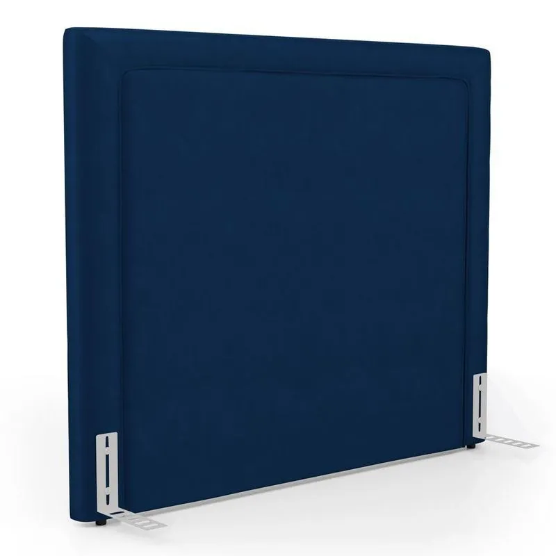 Cabeceira Cama Box Queen Size Alba 160cm Com Frame Veludo Azul Marinho - Desk Design