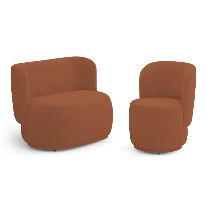 Poltrona E Namoradeira Orgânica Molly Bouclê Terracota - Desk Design