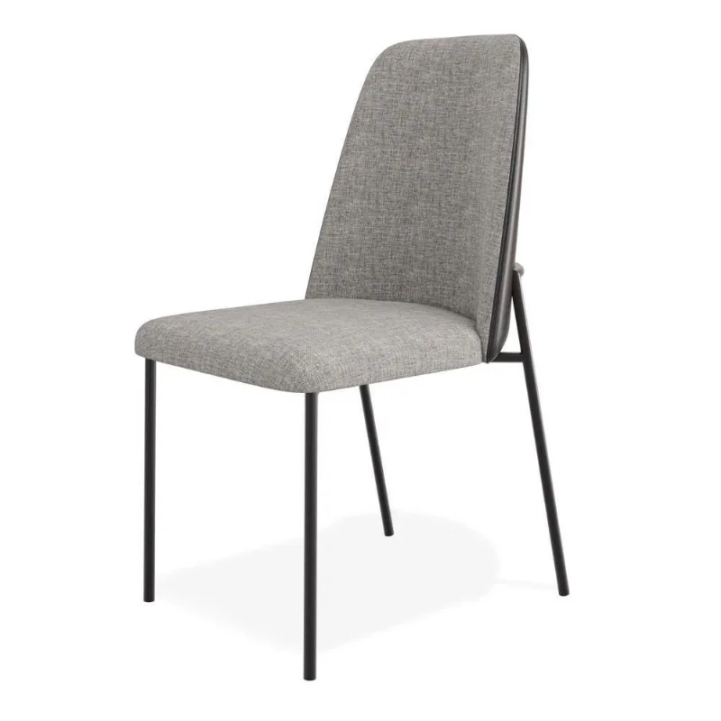 Cadeira Sala De Jantar Lior Estofada Base Preta Linho Cinza Couríssimo Preto - Abmaza