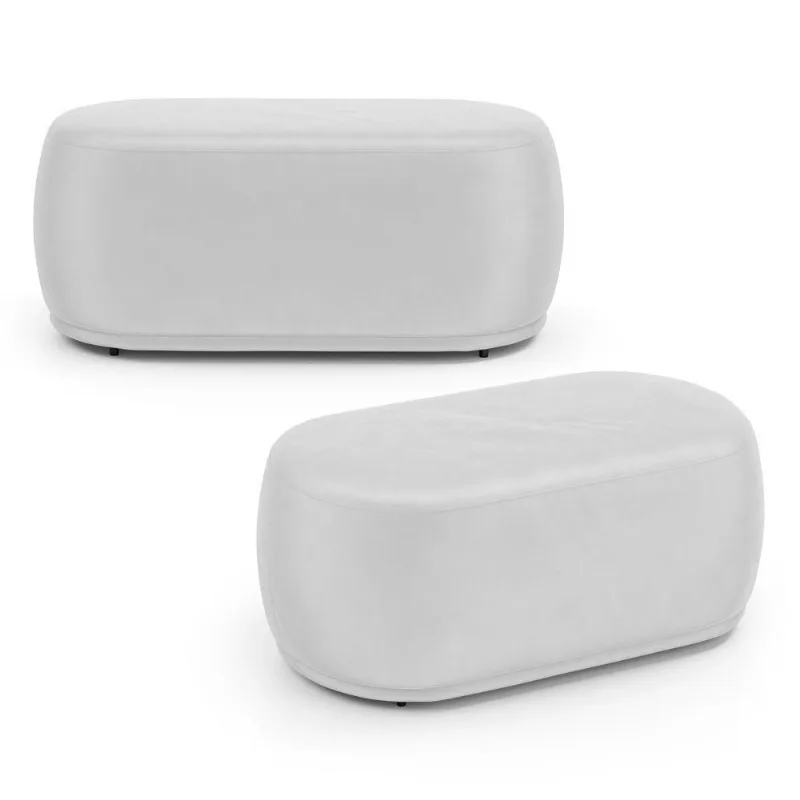 Kit 02 Puffs Decorativos Orgânicos Molly 02 Lugares Couríssimo Branco - Desk Design Cor Branco