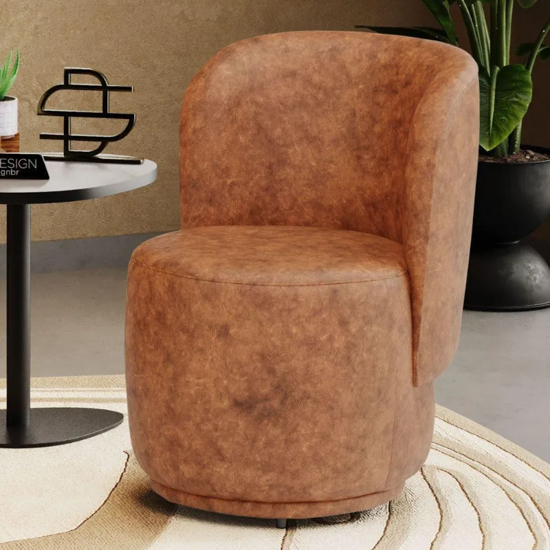 Poltrona Orgânica Decorativa Living Molly Couríssimo Caramelo - Desk Design Cor Caramelo