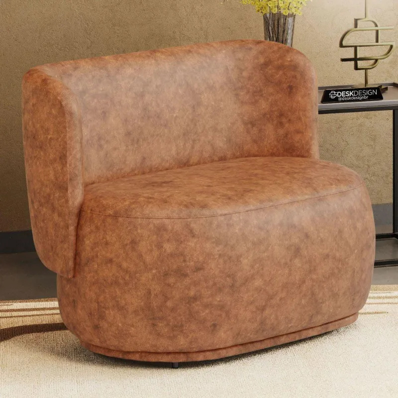 Namoradeira Decorativa Orgânica Molly 02 Lugares Couríssimo Caramelo - Desk Design Cor Caramelo