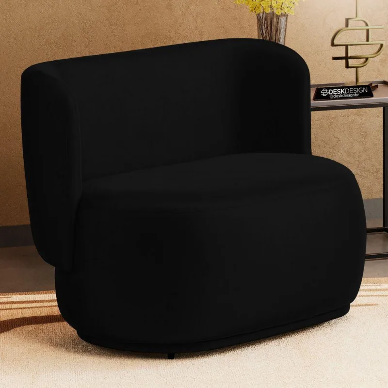 Namoradeira Decorativa Orgânica Molly 02 Lugares Couríssimo Preto - Desk Design Cor Preto