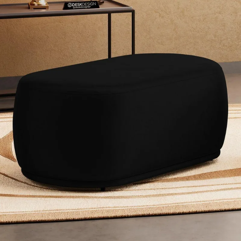 Puff Decorativo Orgânico Living Molly 02 Lugares Couríssimo Preto - Desk Design Cor Preto