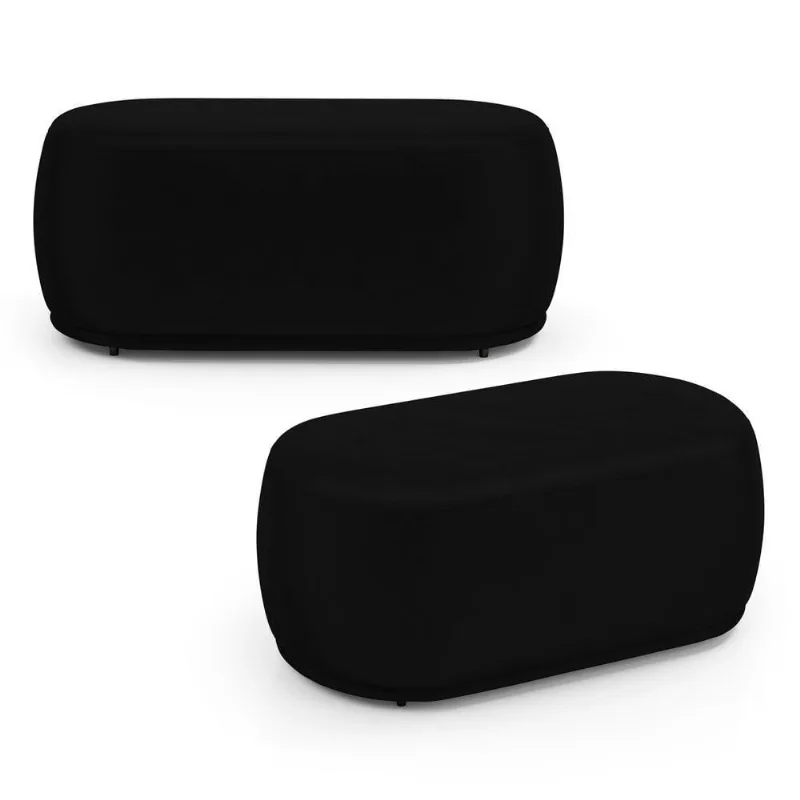 Kit 02 Puffs Decorativos Orgânicos Molly 02 Lugares Couríssimo Preto - Desk Design Cor Preto