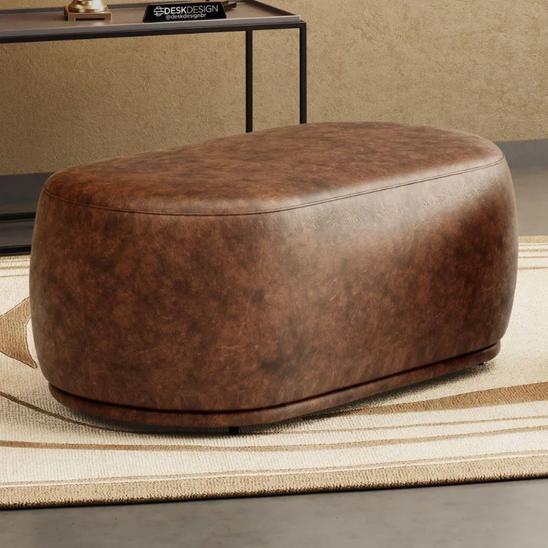 Puff Decorativo Orgânico Living Molly 02 Lugares Couríssimo Whisky - Desk Design Cor Whisky