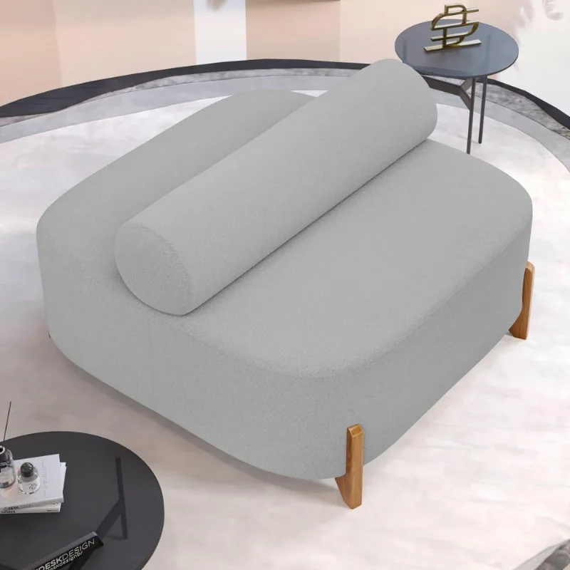 Sofá Ilha Orgânico Living Closet Evo 125cm 02 Lugares Bouclê Cinza Claro - Desk Design Cinza Claro