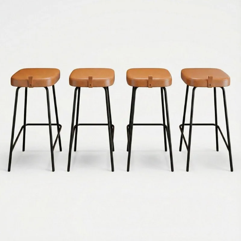 Kit 04 Banquetas Altas Cozinha E área Gourmet Vik Estofada Couríssimo Whisky - Desk Design