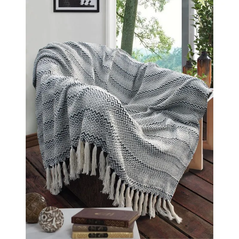 Manta Grande Para Sofa 100% Algodão Preto/cru 2,40m X 1,50m