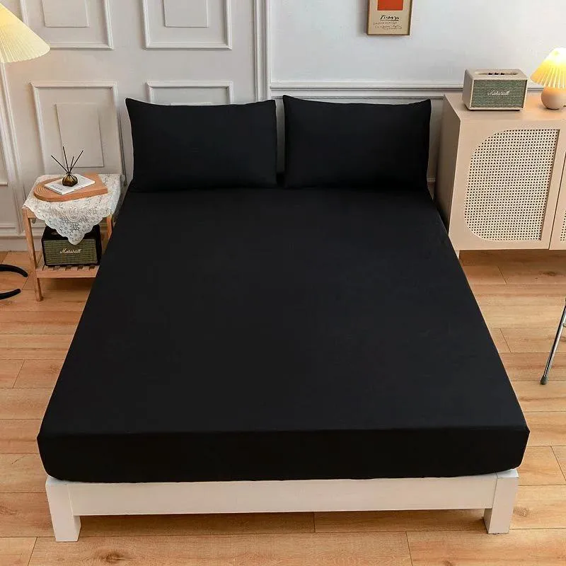 Lençol Preto Casal Com Elástico 40Cm Altura Tecido 260 Fios