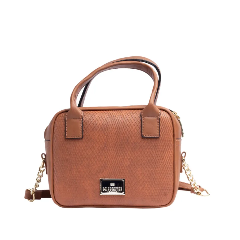 Bolsa Feminina Rafitthy Transversal Snake Pequena Marrom Claro - U