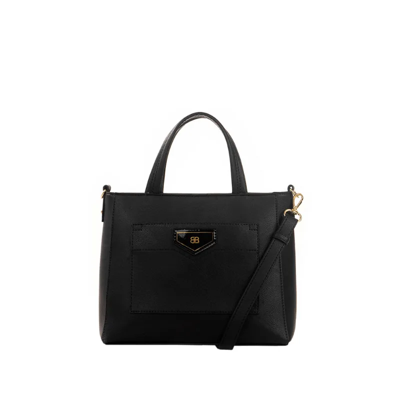 Bolsa Média Feminina Transversal Rafitthy com Bolso Frontal Preto - U