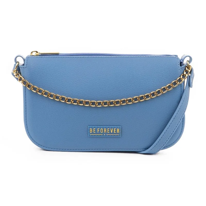 Bolsa Transversal Feminina Be Forever Glossy Rafitthy 13311 Azul