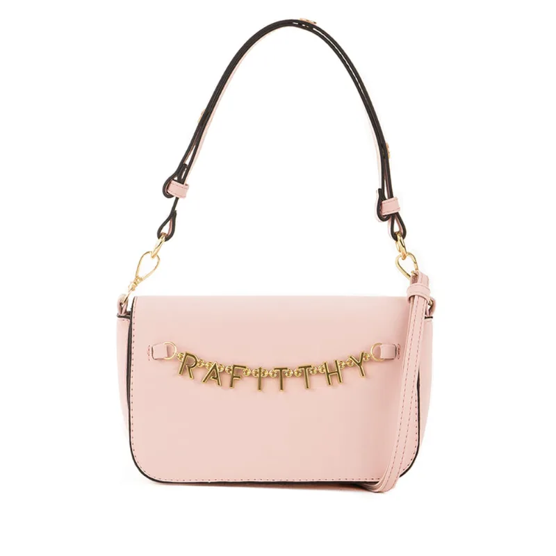 Mini Bolsa Feminina Rafitthy Logomania Rosa Claro - U