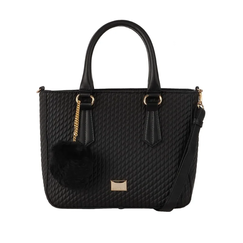 Bolsa Feminina Rafitthy Tote Média Tramada Preto - U
