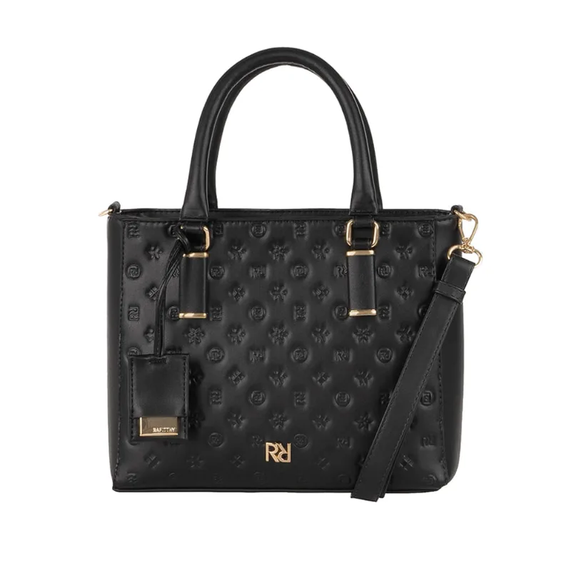 Bolsa Feminina Rafitthy Média Monograma Relevo Preto - U