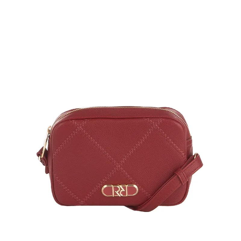 Mini Bolsa Feminina Rafitthy Transversal com Costuras Bordô - U