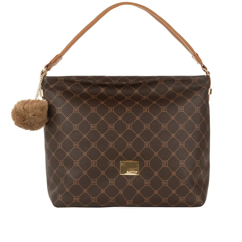 Bolsa Feminina Rafitthy Tote Grande com Pompom Marrom - U