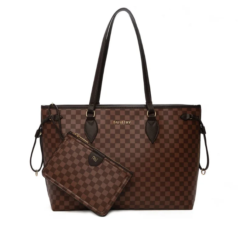 Bolsa Feminina Rafitthy Tote Grande com Necessaire Marrom - U