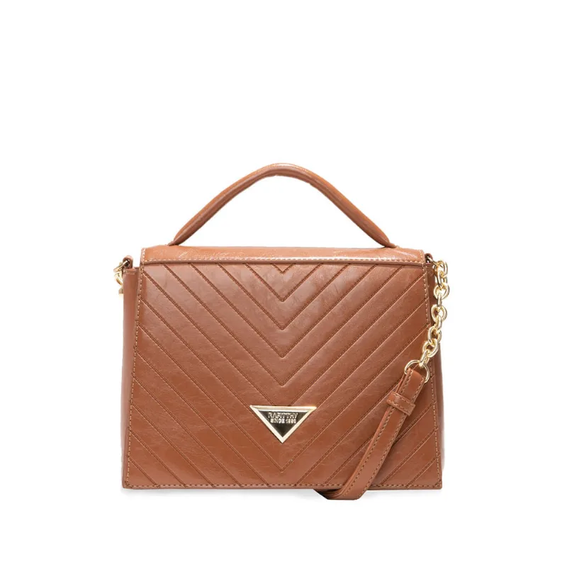 Bolsa Feminina Rafitthy Pequena Transversal Correntes Textura Caramelo - U
