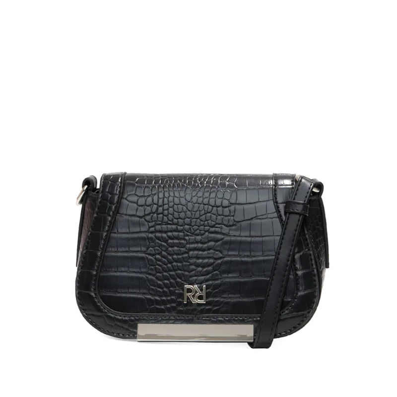 Bolsa Feminina Rafitthy Transversal Pequena Croco Preto - U