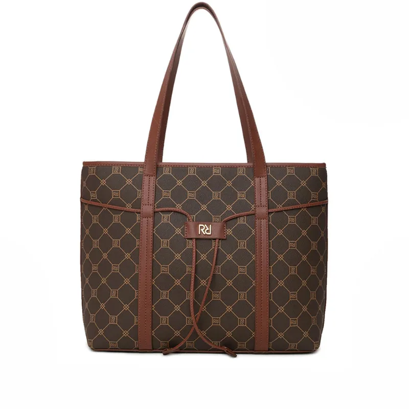 Bolsa Feminina Rafitthy Tiracolo Grande Tiras Monograma Marrom - U
