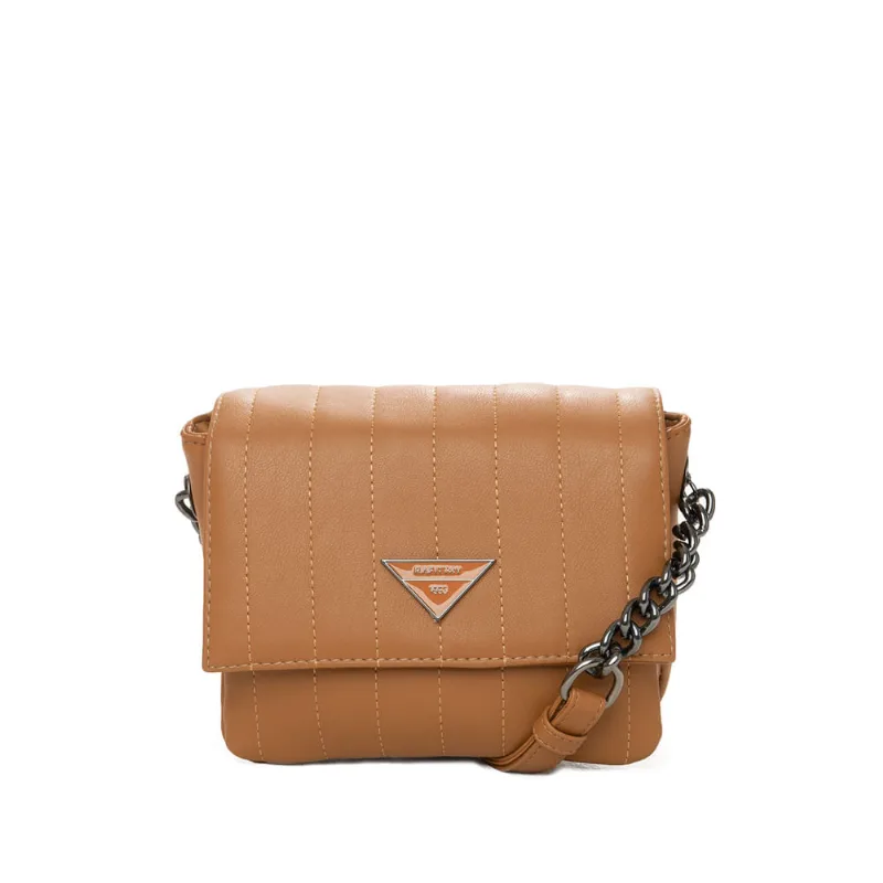 Bolsa Feminina Rafitthy Transversal Pequena Correntes Costuras Caramelo - U