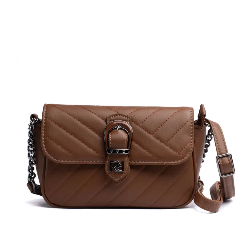 Bolsa Feminina Rafitthy Transversal Pequena Correntes Cappuccino - U