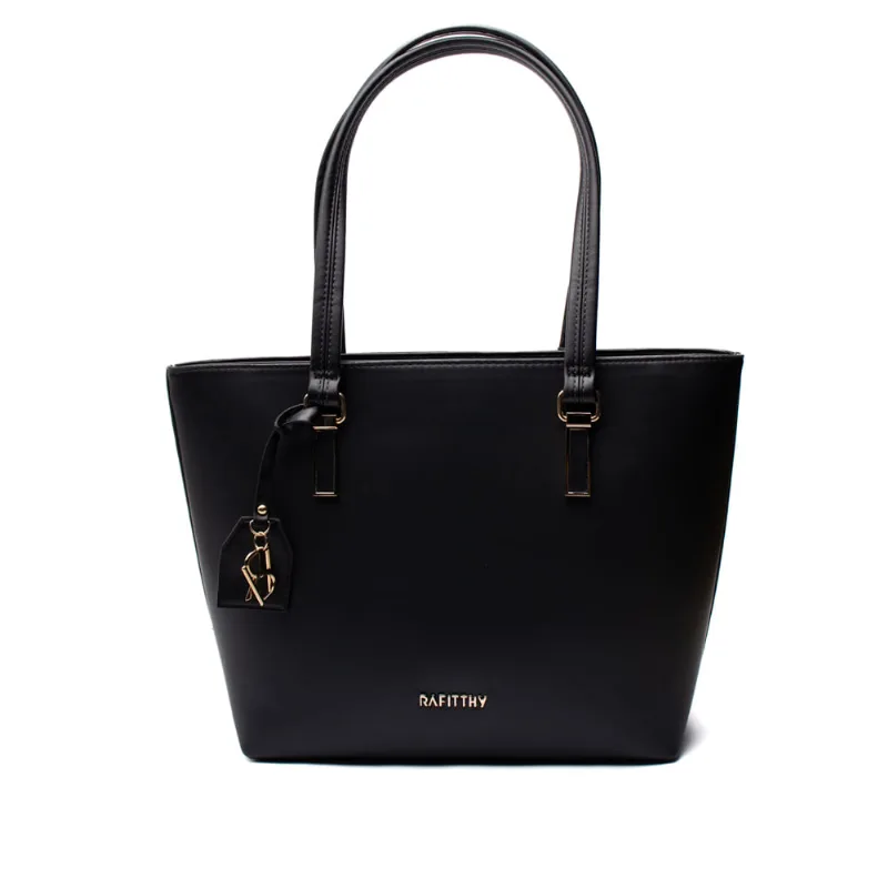 Bolsa Feminina Rafitthy Tote Clássica com Adereço Grande Preta - U
