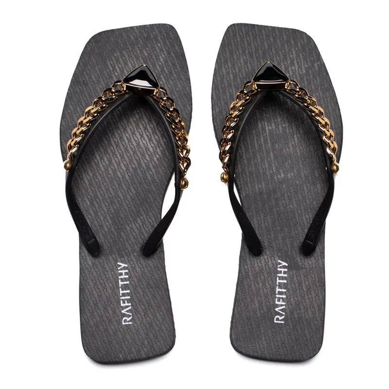 Chinelo Feminino Rafitthy Charm Preto/Dourado - 40
