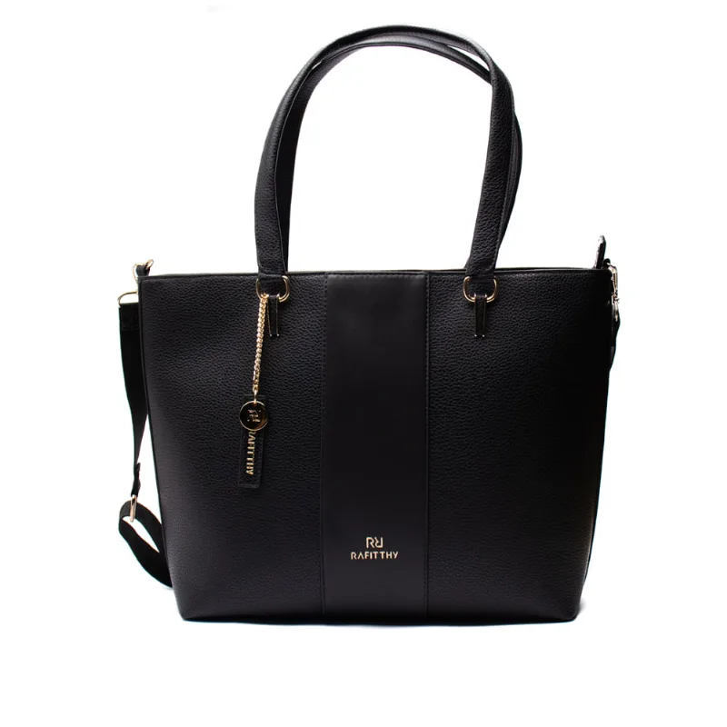 Bolsa Feminina Rafitthy Tiracolo com Adereço e Alça Extra Grande Preta - U