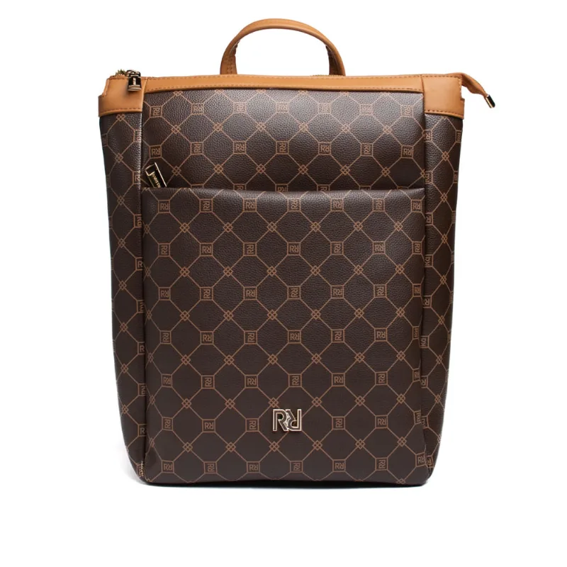 Mochila Feminina Rafitthy Grande Monograma Marrom - U