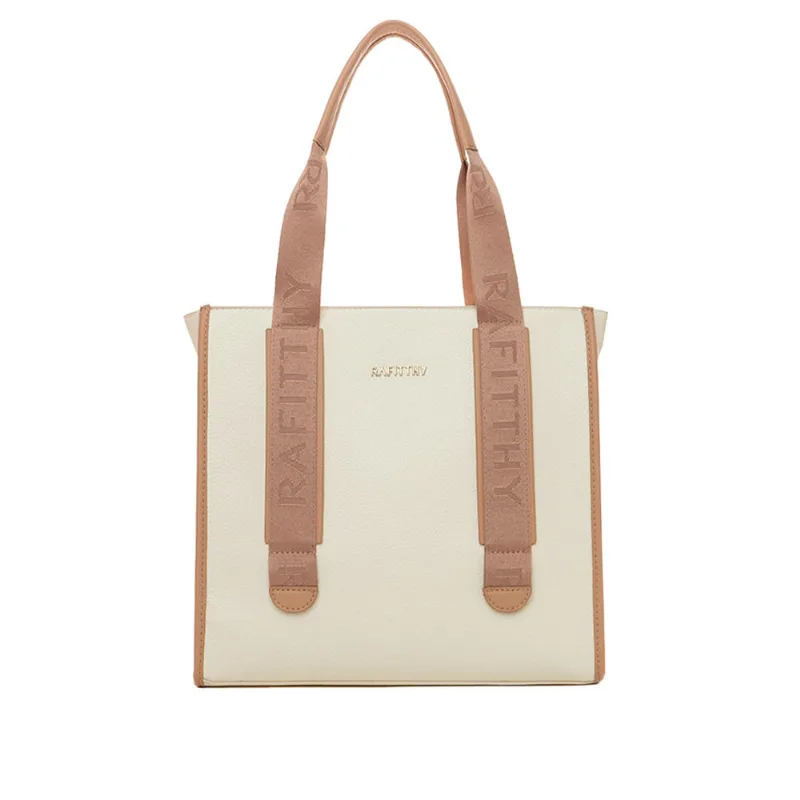 Bolsa Feminina Rafitthy Tiracolo Alças com Logo Grande Off White/Caramelo - U