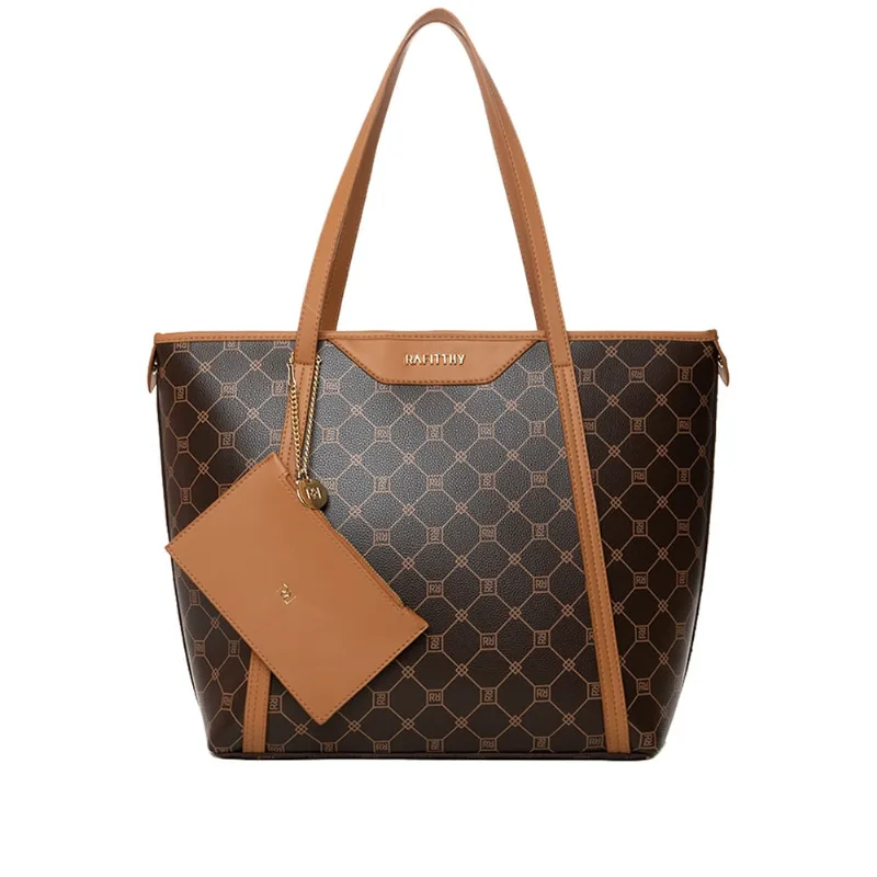 Bolsa Feminina Rafitthy Tiracolo Grande com Divisória e Niqueleira Marrom - U