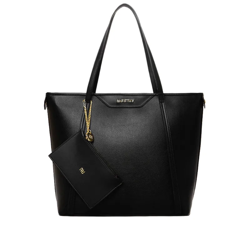 Bolsa Feminina Rafitthy Tiracolo Grande com Divisória e Niqueleira Preto - U