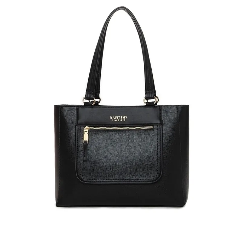 Bolsa Feminina Rafitthy Tiracolo com Zíper e Logo Grande Preta - U