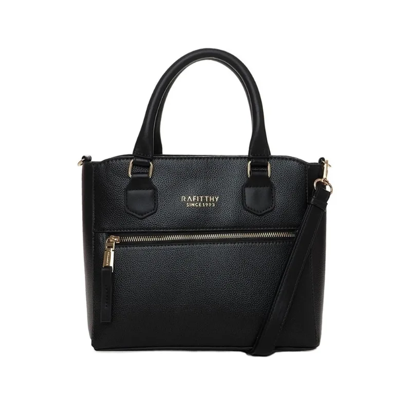 Bolsa Feminina Rafitthy Tote com Zíper e Textura Média Preta - U