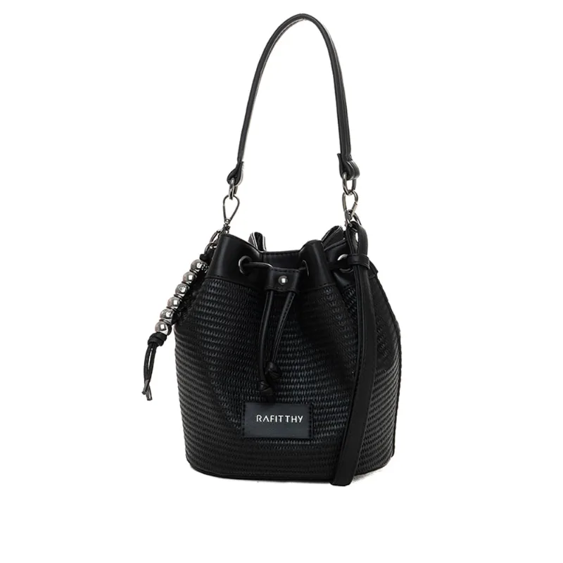 Bolsa Feminina Rafitthy Média Saco em Tressê Preto - U