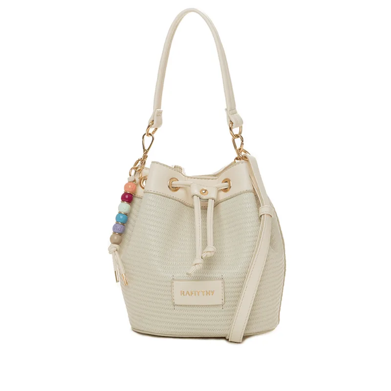 Bolsa Feminina Rafitthy Média Saco em Tressê Off White - U