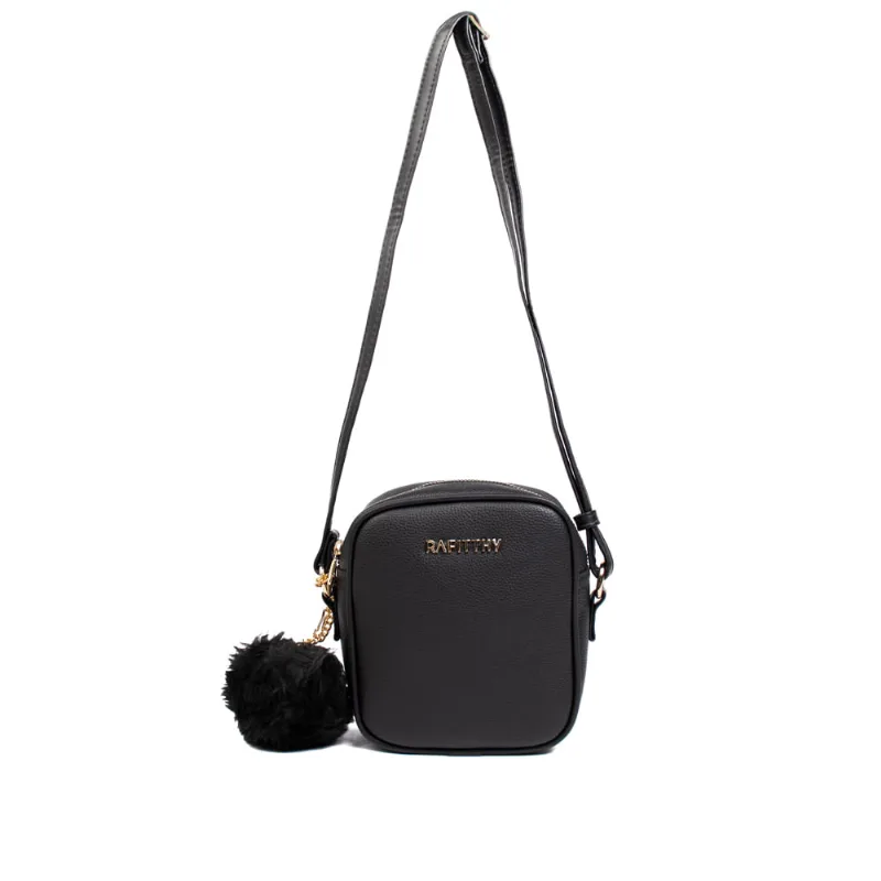 Bolsa Feminina Rafitthy Shoulder Bag Pompom Pequena Preto - U