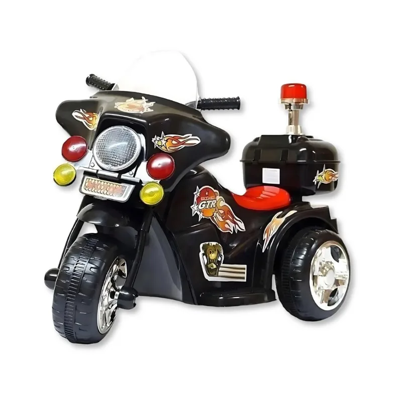 MOTO ELETRICA COM LUZ E SOM 6V PRETO - SHINY TOYS - SHINY TOYS