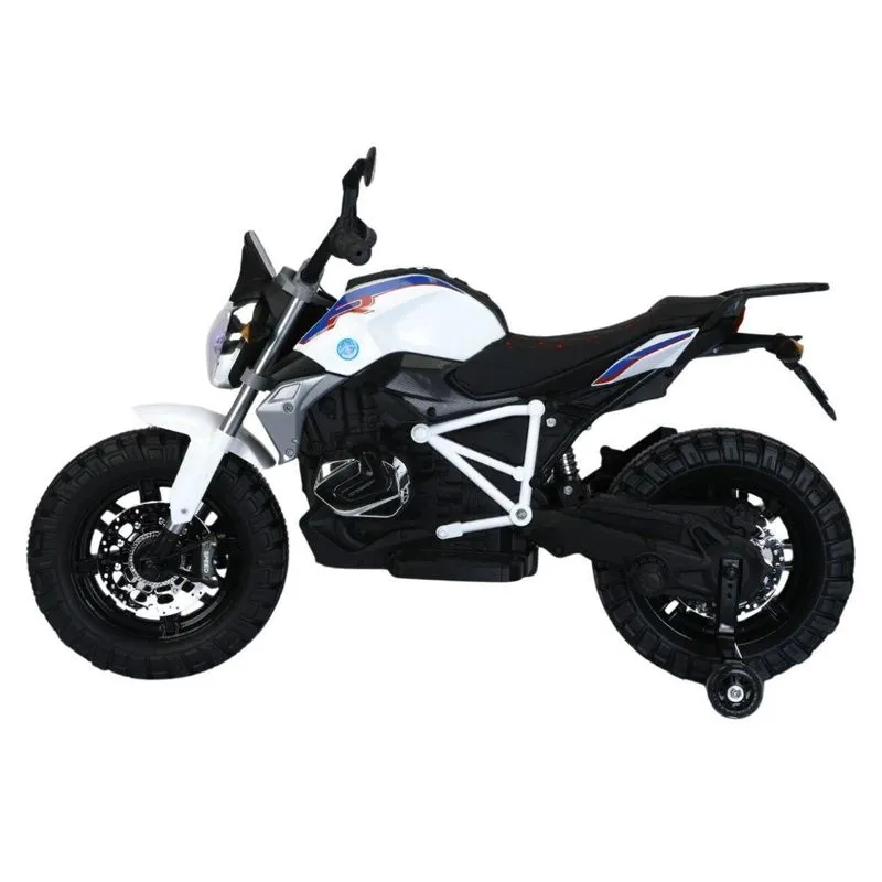 Motocicleta Elétrica Infantil 12v Branca Luz Led -shiny Toys