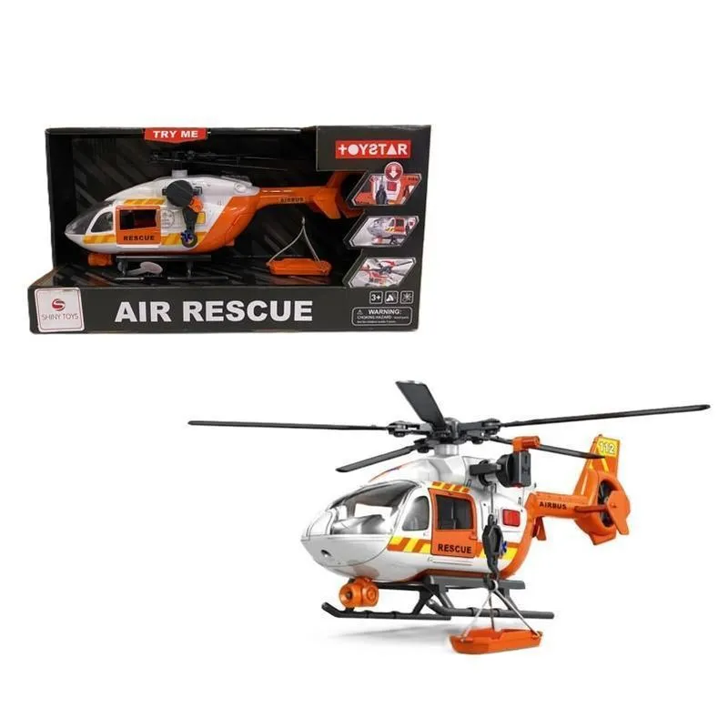 Helicóptero De Resgate Laranja Com Luz E Som - Shiny Toys