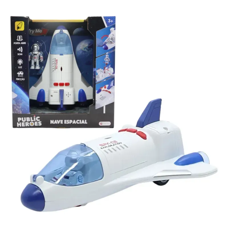 Nave Espacial Fricção com Luz e Som - Shiny Toys
