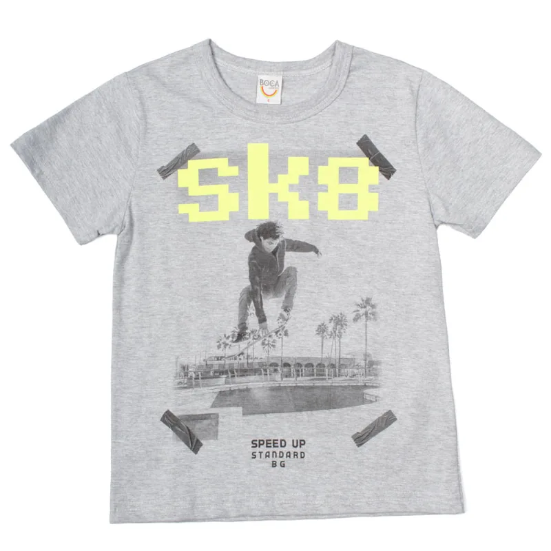 Camiseta Infantil Boca Grande Menino SK8 Cinza - 8