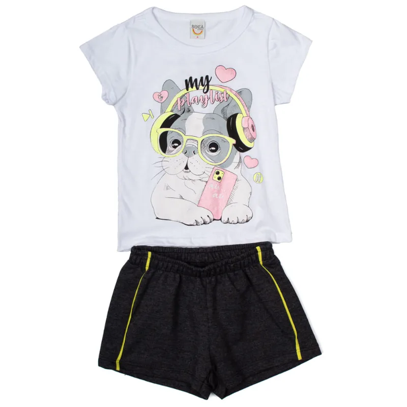 Conjunto Infantil Boca Grande Playlist Branco - 8
