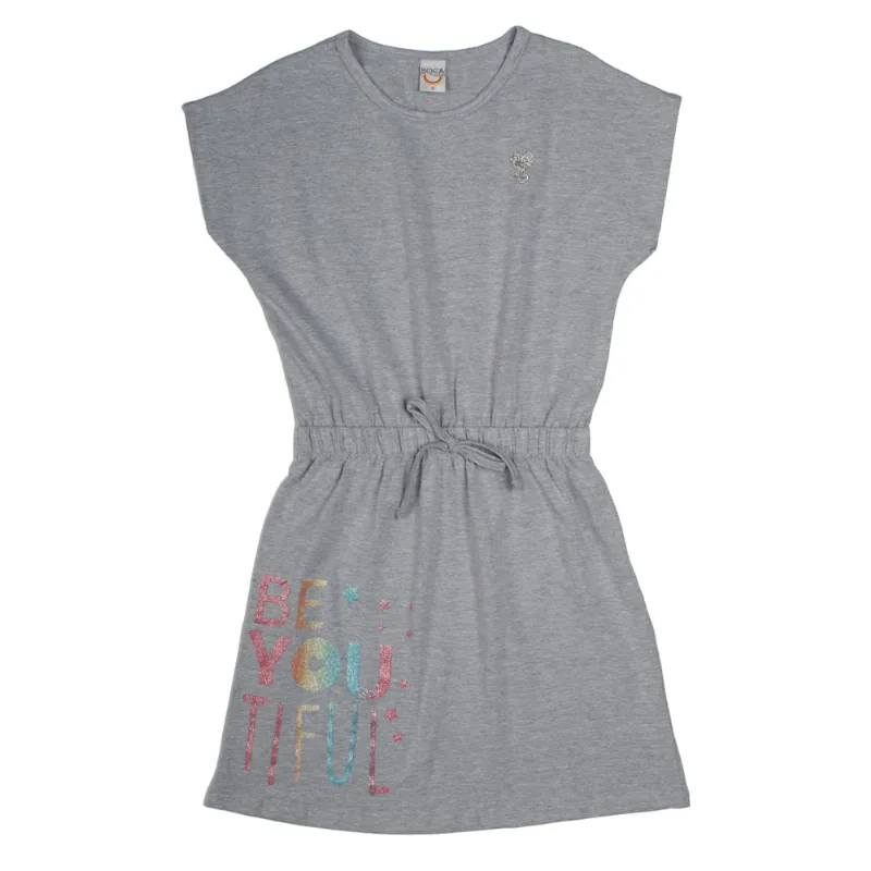 Vestido Infantil Boca Grande Estampa com Glitter Cinza - 10