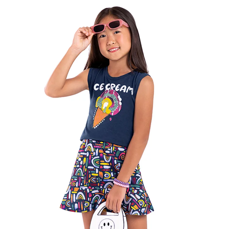 Conjunto Infantil Boca Grande Estampado Menina Marinho - 14